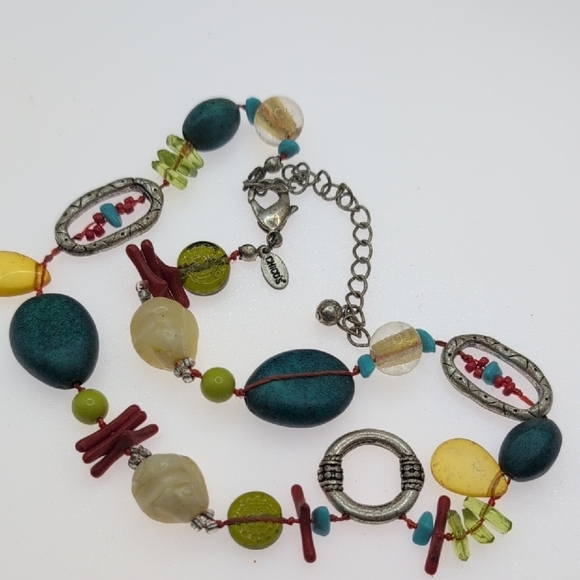 Chico's Blue and Red Beaded Necklace - Picture 3 of 4